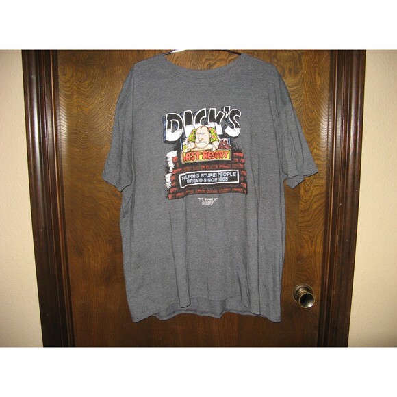 Dicks Last Resort Mens Helping Stupid People Breed Since 1985 Gray T-Shirt  2XL - Picture 1 of 3